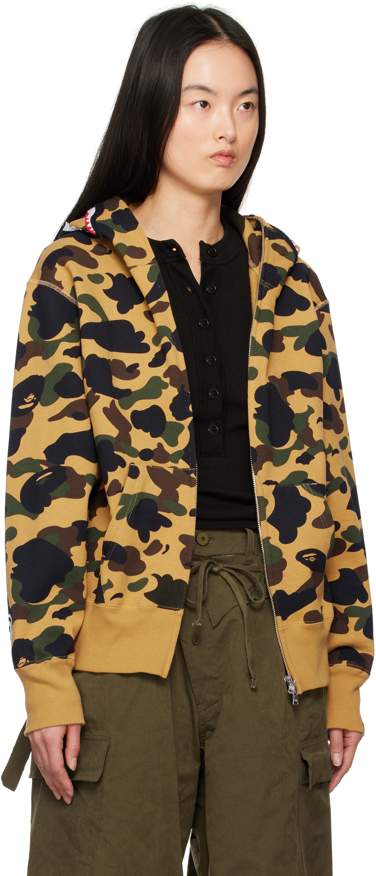 BAPE Khaki & Tan ABC Camo Shark Full Zip Hoodie
