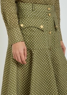 Zimmermann Luna Cargo Patterned Linen Midi Skirt Olive