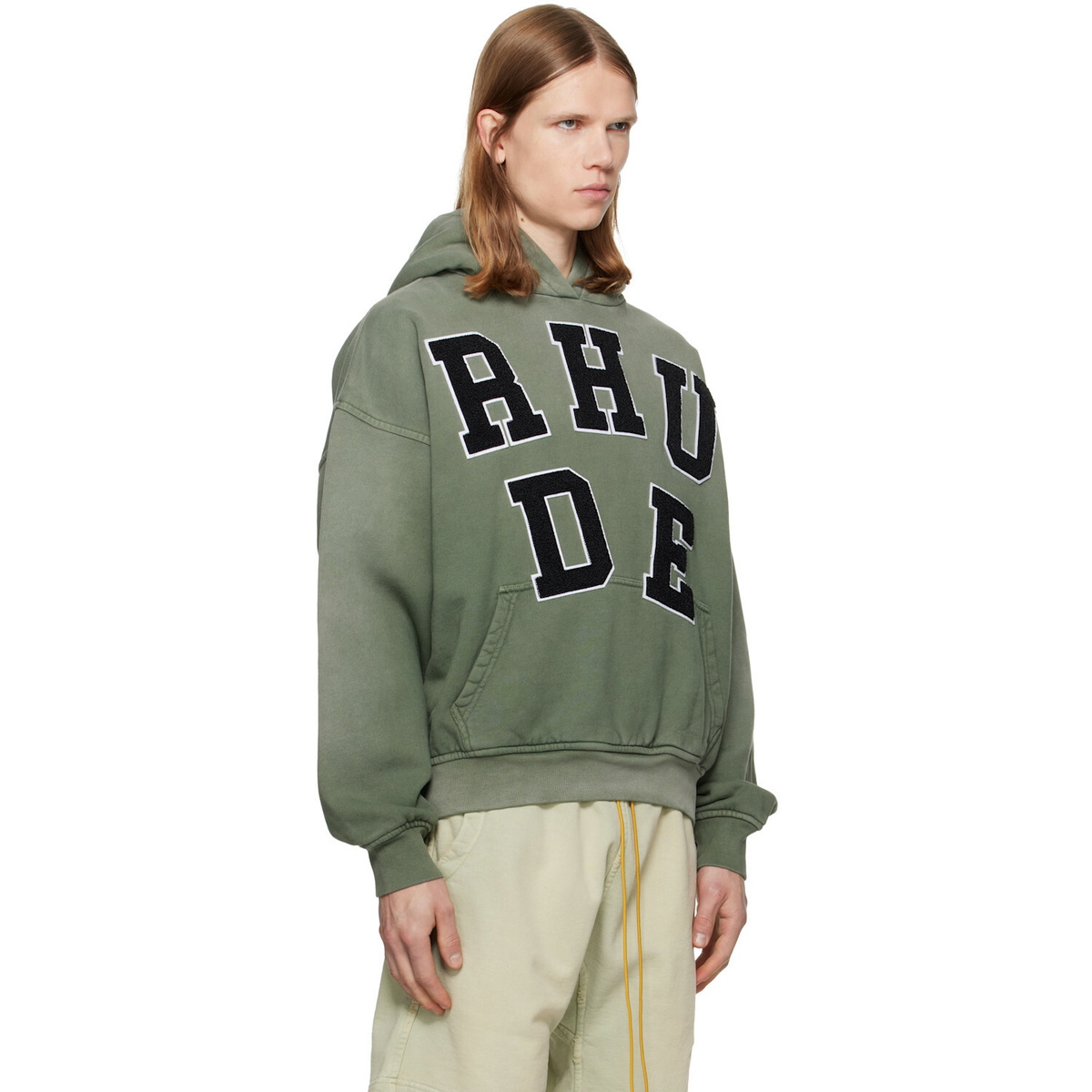 Rhude Green 'Rhude' Chenille Patch Logo Hoodie