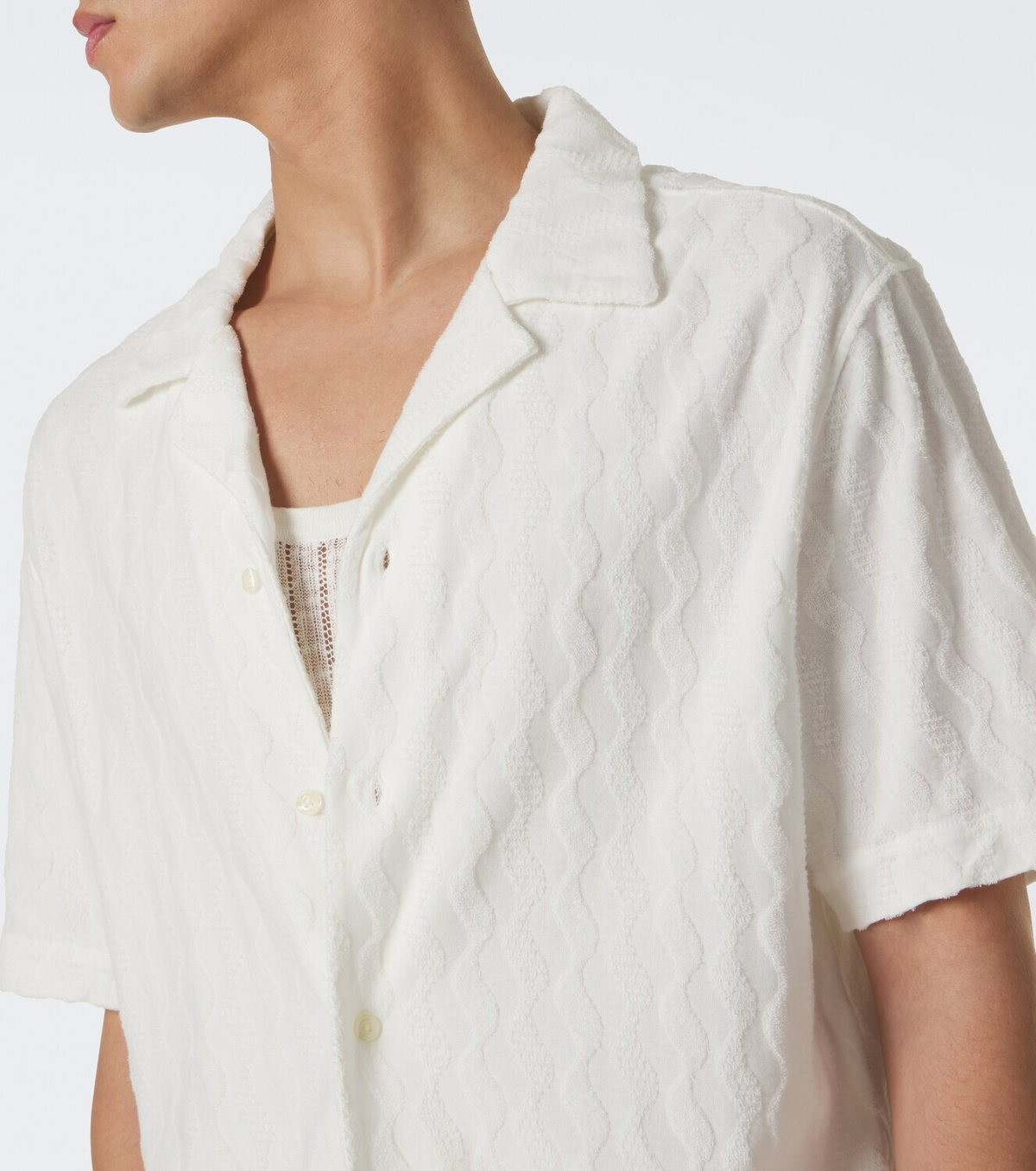 Frescobol Carioca Terry-trimmed cotton-blend bowling shirt