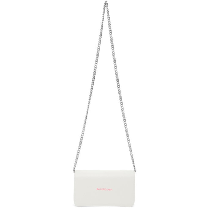 Balenciaga White Canvas Nasa Phone Holder Crossbody Bag