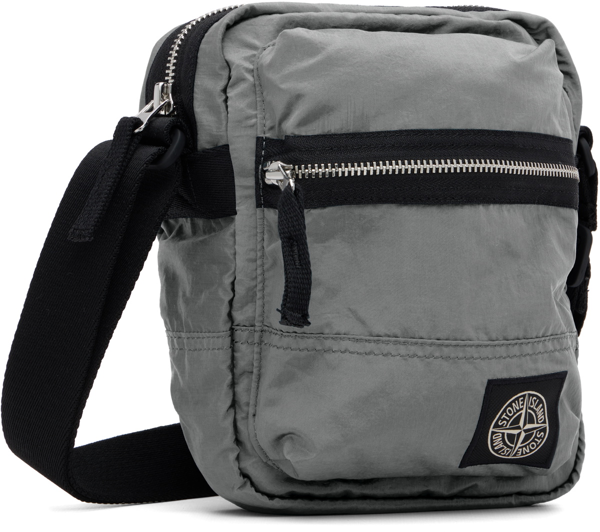 Stone Island Gray 9200015 Coated Nylon Metal ECONYL Pouch Stone Island