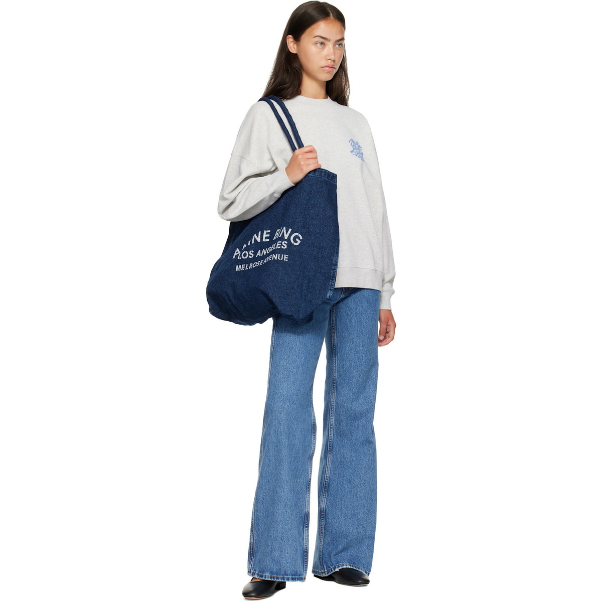 ANINE BING Blue Leo Denim Tote