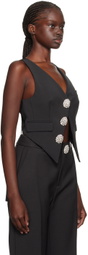 AREA Black Crystal Button Vest