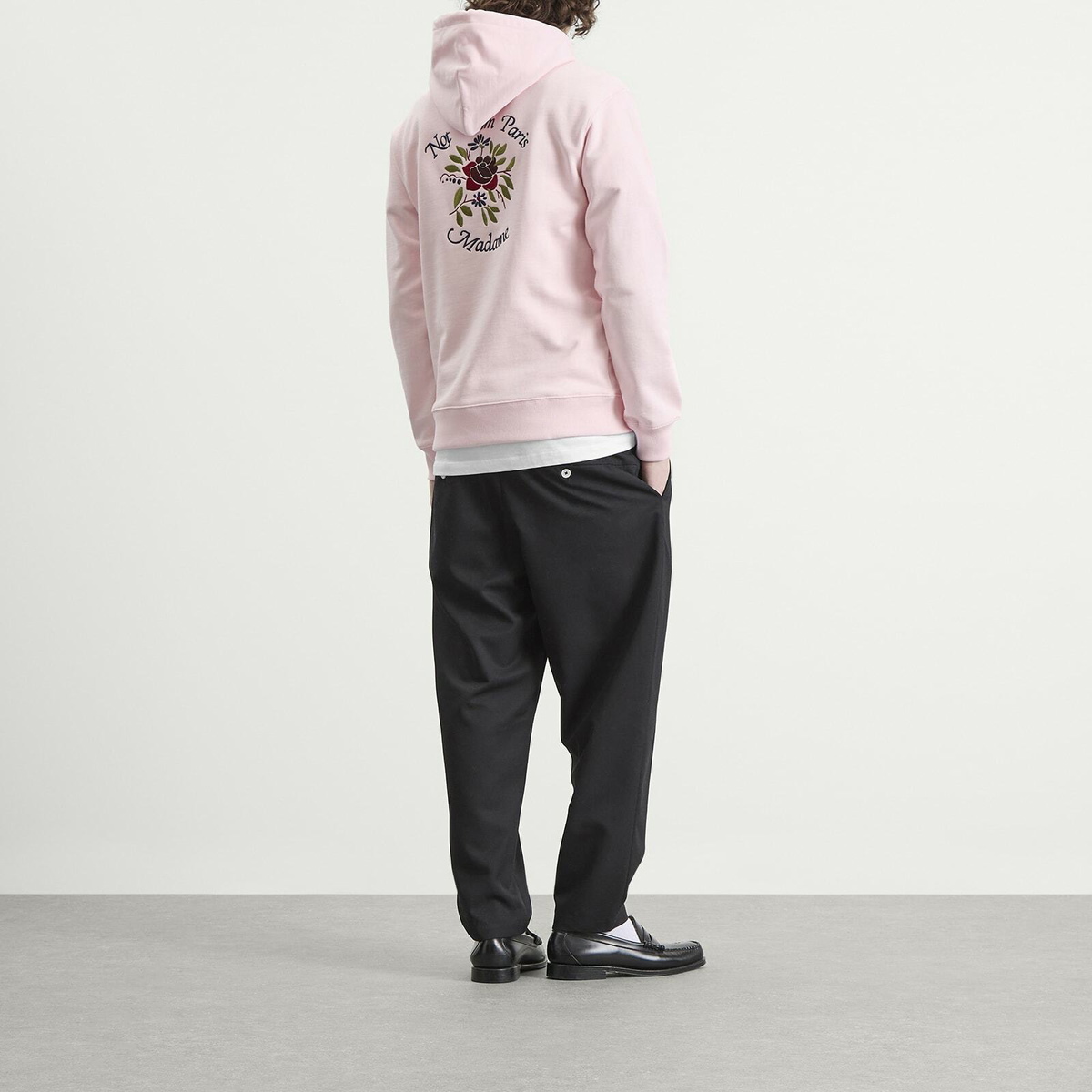 Drôle de Monsieur Men's Rose Slogan Hoodie in Light Pink