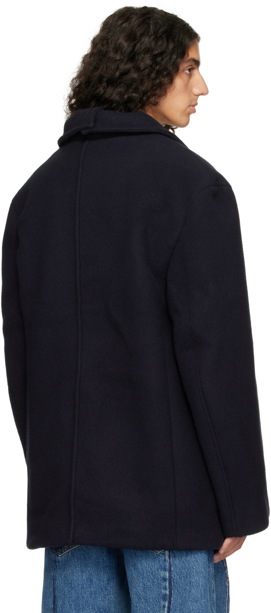 VETEMENTS Navy Fireman Hooks Caban Jacket