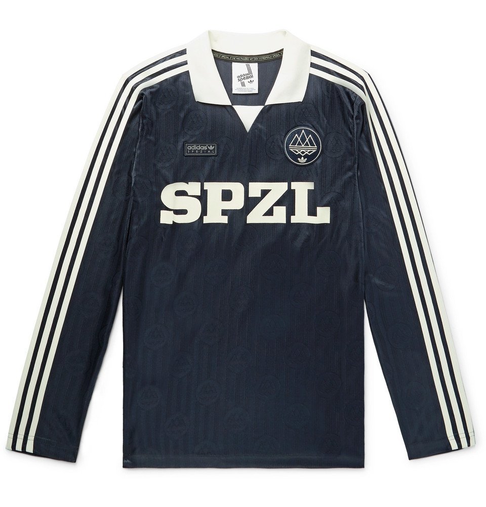 adidas Consortium - SPEZIAL Lymwood Logo-Jacquard Satin-Jersey Top