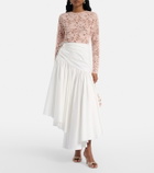 Self-Portrait Asymmetric cotton poplin midi skirt