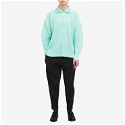 Homme Plissé Issey Miyake Men's Pleated Long Sleeve Polo Shirt in Green Hued