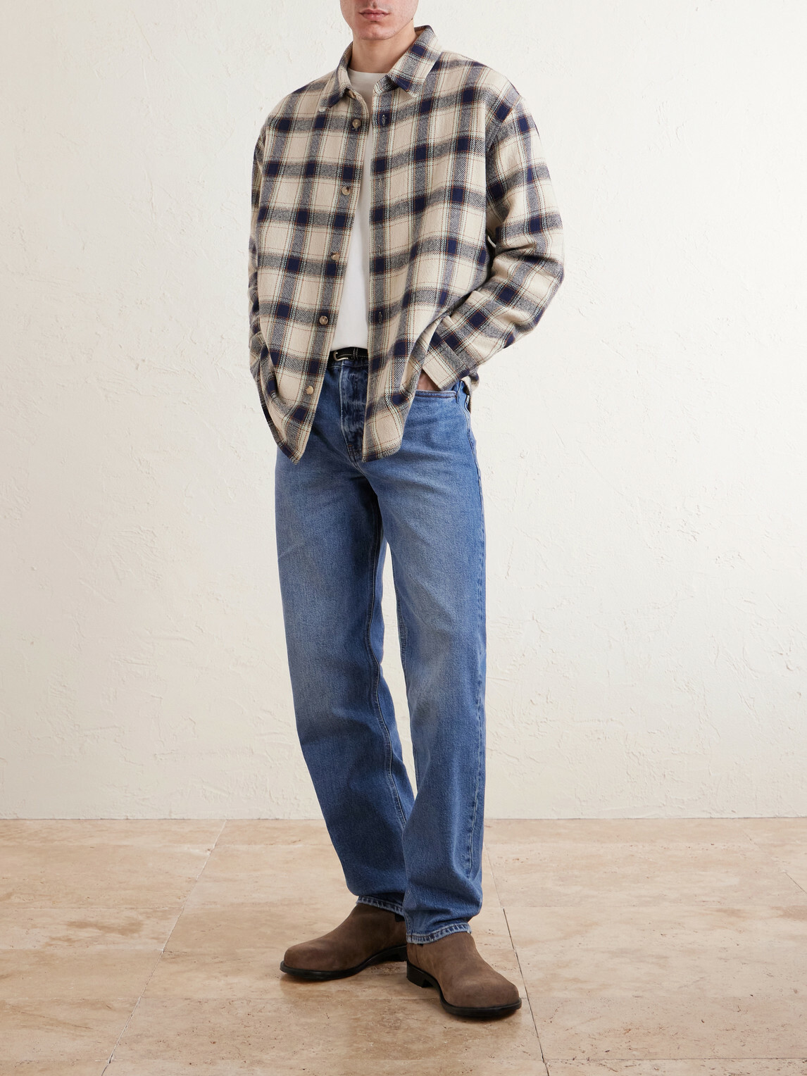 FRAME - Checked Cotton-Blend Flannel Overshirt - Neutrals