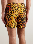 Bather - Straight-Leg Mid-Length Leopard-Print Recycled Swim Shorts - Orange