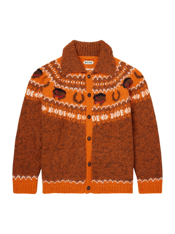 Photo: BODE - Corral Intarsia-Knit Alpaca-Blend Cardigan - Orange