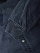 Rag & Bone - Fleece-Trimmed Denim Bomber Jacket - Gray