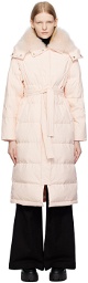 Yves Salomon Pink Belted Down Coat