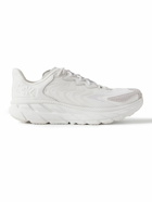 Hoka One One - Clifton LS Rubber-Trimmed Mesh, Leather and Suede Running Sneakers - White