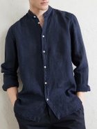 Boglioli - Grandad-Collar Linen Shirt - Blue