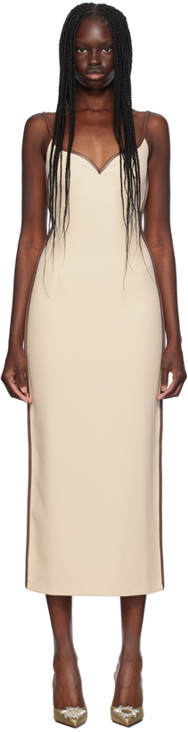 paris georgia sammy fitted satin midi dress Paris Georgia Brown Fabienne Midi Dress Brown / XS main image 0