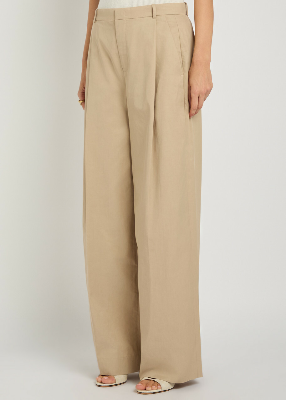 Vince Camille Wide-leg Woven Trousers Beige