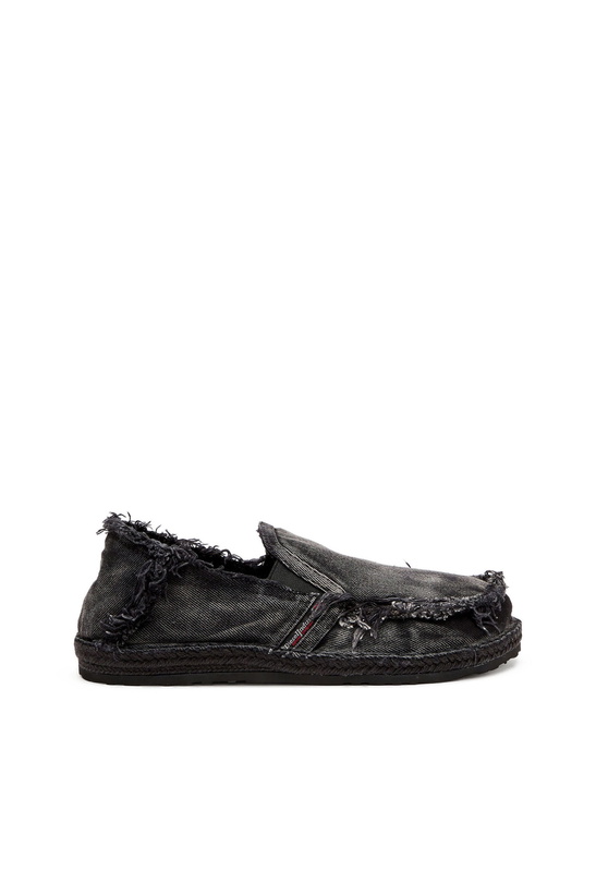 Photo: Diesel D-Lukas - Espadrilles in frayed denim - Moccasins and Mules Mens in Black