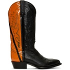 Helmut Lang Black and Orange Sarah Morris Edition Cowboy Boots