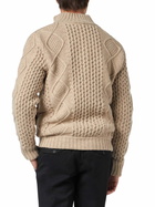 MC2 Saint Barth Man Beige Padded Jacket With Knitted Braided Sleeves