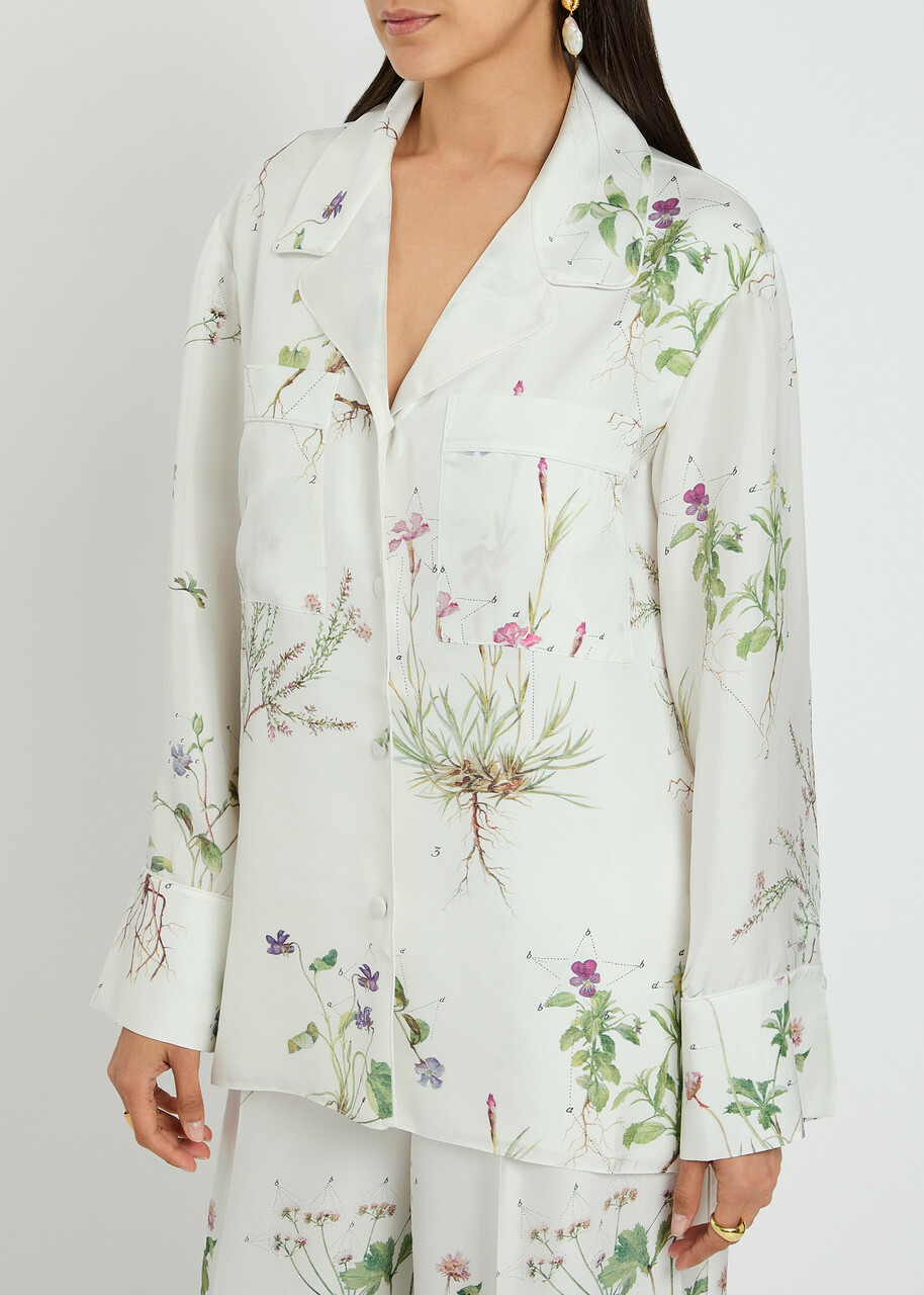 Erdem Printed Silk Pyjama Shirt Multi Floral