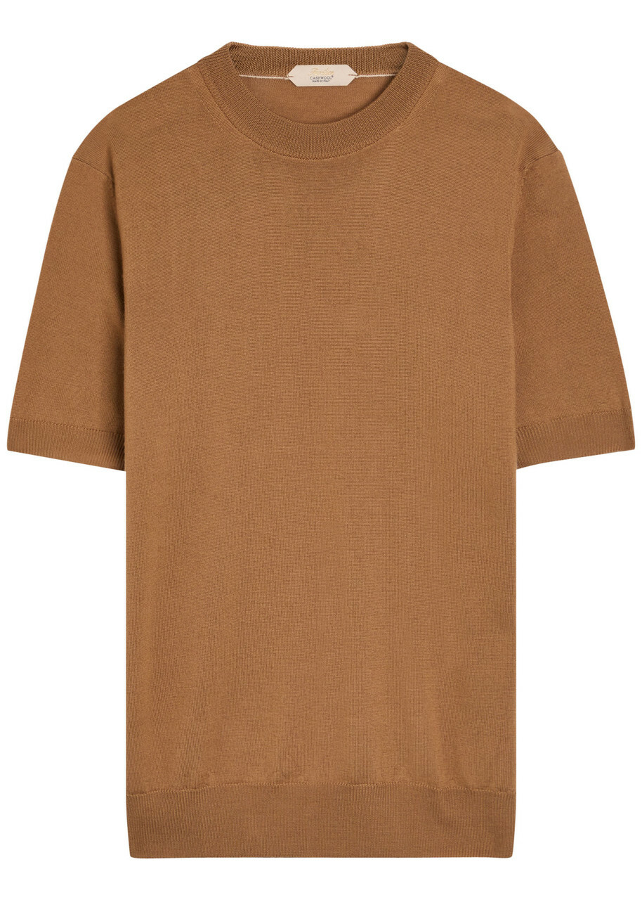 Aurélien Knit Merino Wool T-shirt Caramel