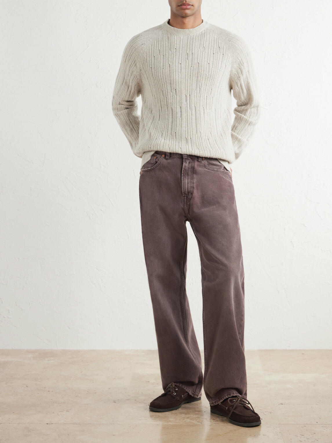 Inis Meáin - Stranded Sailor Merino Wool and Cashmere-Blend Sweater - Neutrals