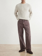 Inis Meáin - Stranded Sailor Merino Wool and Cashmere-Blend Sweater - Neutrals