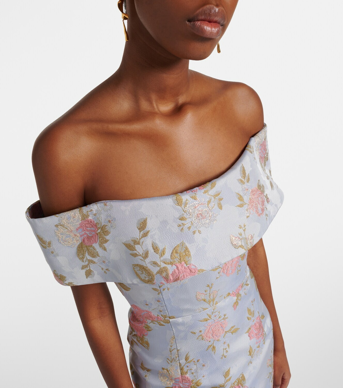 Markarian Gloria floral lamé brocade corset dress