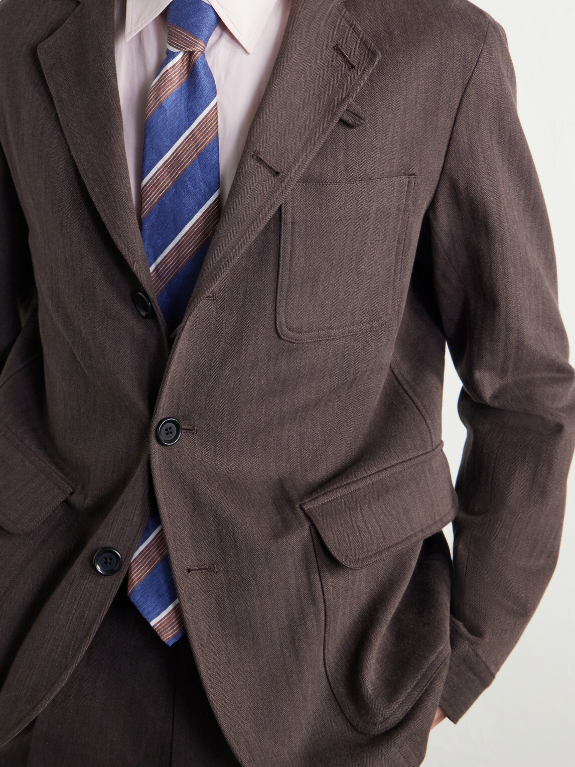 Oliver Spencer - Solms Cotton-Blend Herringbone Suit Jacket - Brown