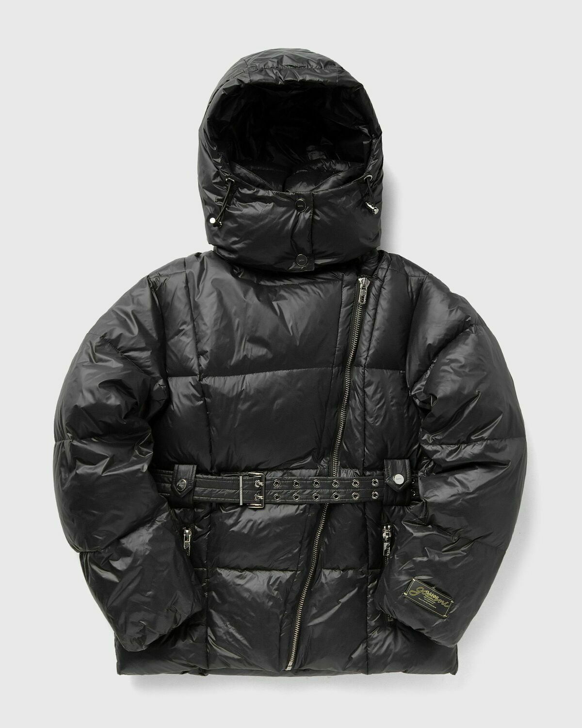 Black Shiny Nylon Puffer Jacket