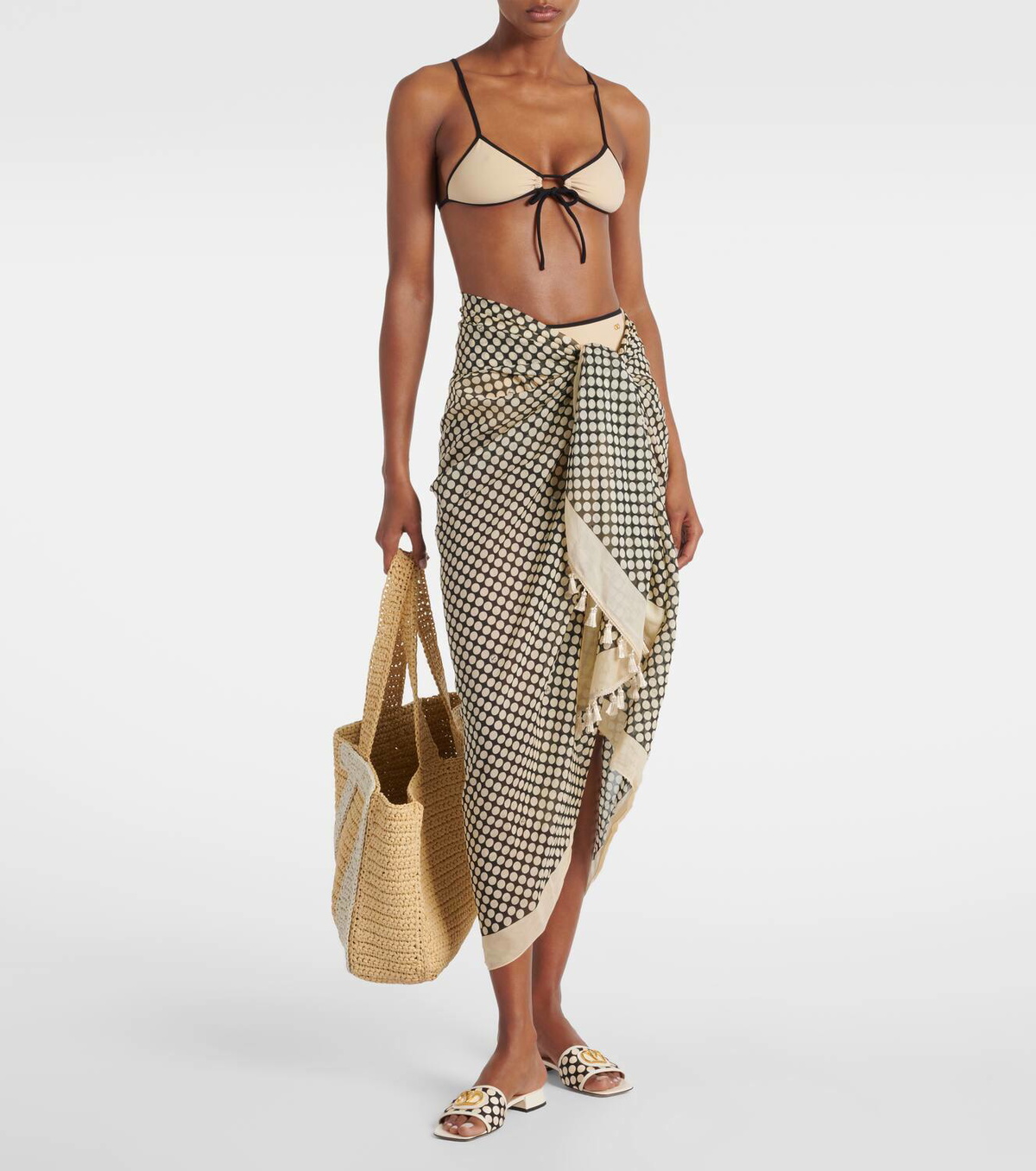 Valentino Plus De Pois cotton and silk beach cover-up