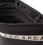 A.P.C. - Logo-Print Tape-Trimmed Nylon Messenger Bag - Black