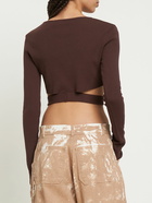 ANDREADAMO - Stretch Knit Crop Top W/ Cutout Belt