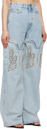 Y/Project Blue Maxi Cowboy Cuff Jeans
