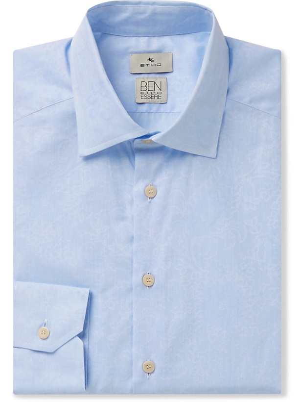 Photo: ETRO - Slim-Fit Cutaway-Collar Cotton-Jacquard Shirt - Blue