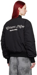 032c Black 'Nothing New' Bomber Jacket