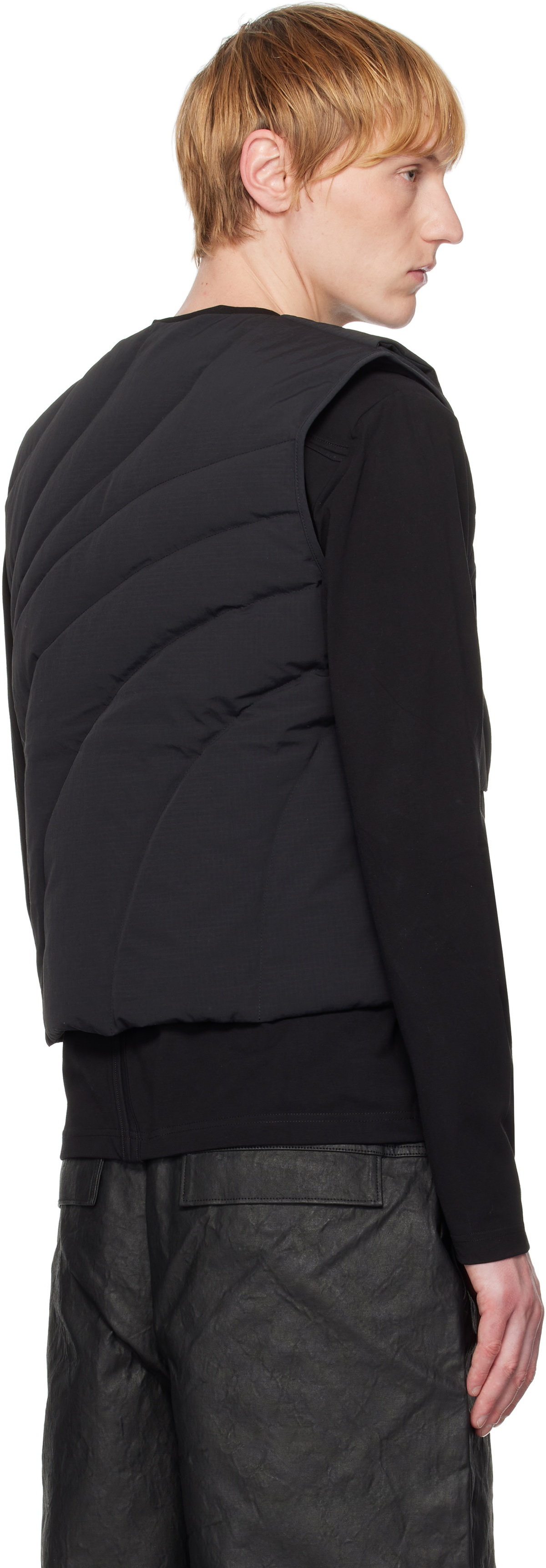 HELIOT EMIL Black Layered Down Vest Heliot Emil