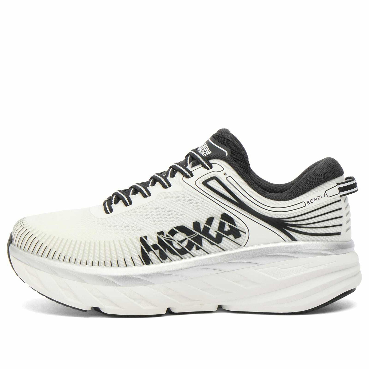 HOKA ONE ONE Women's Bondi 7 Sneaker in White/Black