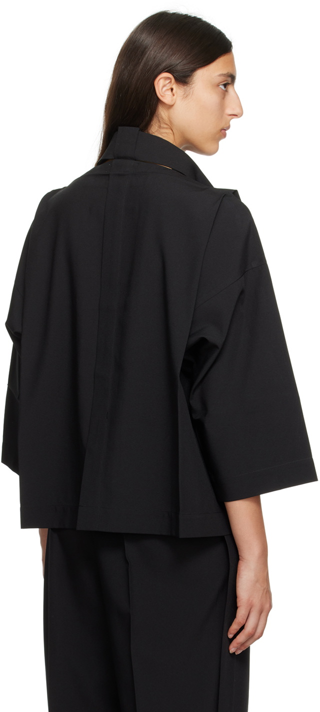 132 5. ISSEY MIYAKE Black Flat Tuck Jacket