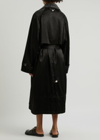 Rabanne Eyelet-embellished Satin Trench Coat Black