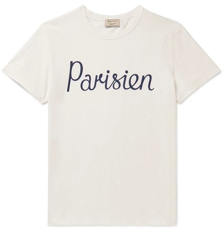Photo: Maison Kitsuné - Printed Cotton-Jersey T-Shirt - Neutrals