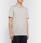 Theory - Slim-Fit Silk and Cotton-Blend Polo Shirt - Gray