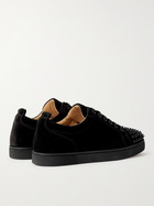 CHRISTIAN LOUBOUTIN - Louis Junior Spikes Cap-Toe Suede Sneakers - Black