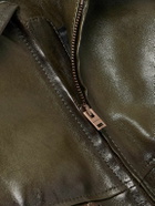 Acne Studios - Lavia Oversized Padded Waxed-Leather Bomber Jacket - Green