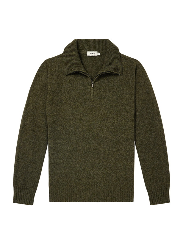 Photo: Altea - Wool and Cashmere-Blend Half-Zip Sweater - Green