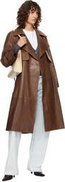 Nour Hammour Brown Cisley Leather Trench Coat