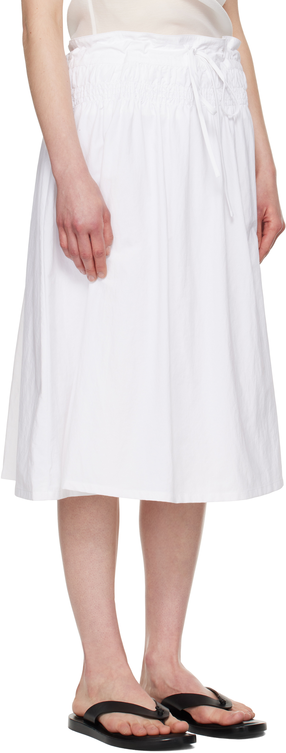 LE17SEPTEMBRE White Smocked Drawstring Midi Skirt