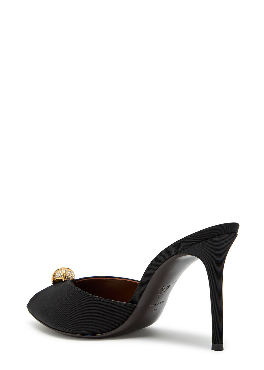 Giuseppe Zanotti Intriigo Cocktail 90 Embellished Faille Mules Black